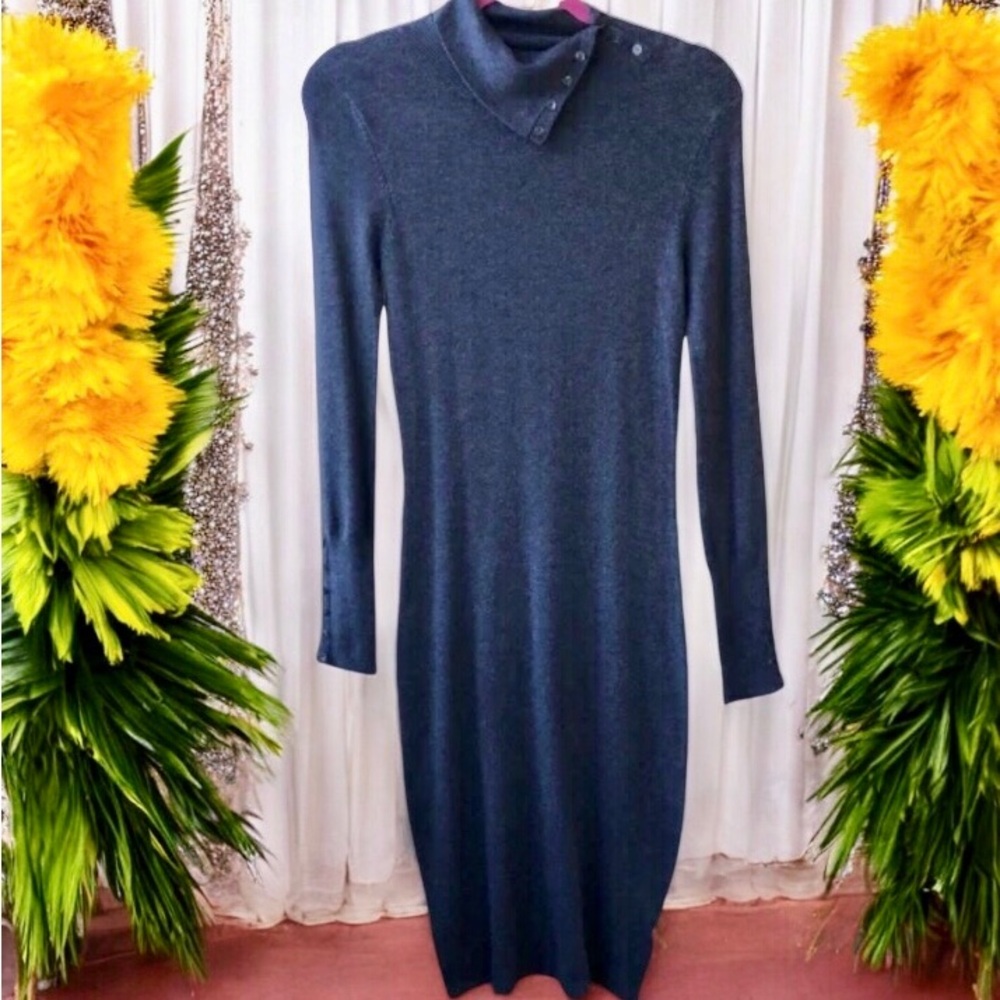 ZARA Dress Sheath MIDI Pencil Long Sleeves